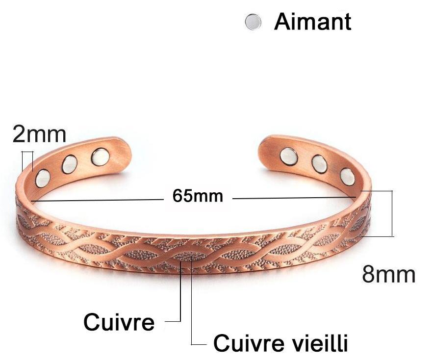 Bracelet Cuivre Enchevêtrement Magnétique mensuration