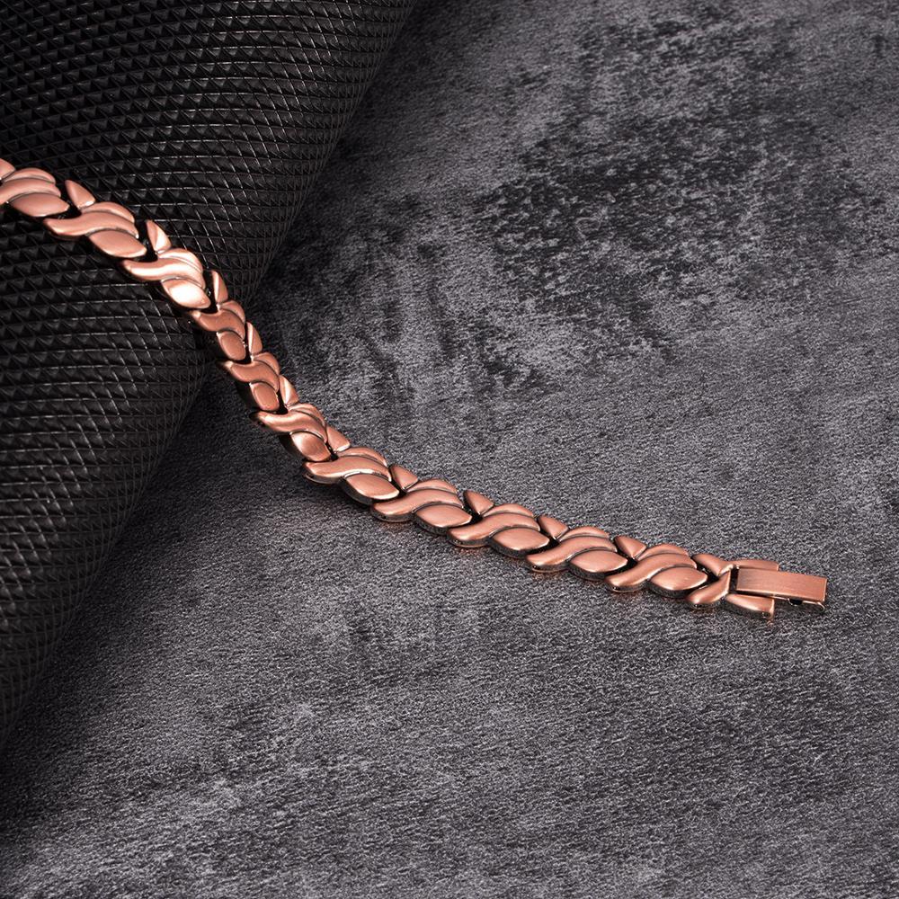 Bracelet Manchette (Kada) En Cuivre Pur Rayé - Bijou Homme