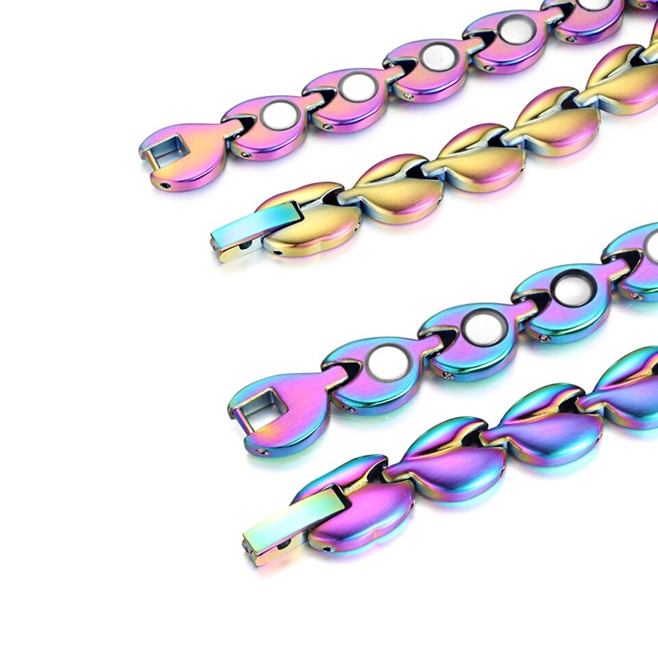 maillon fermoir Bracelet magnétique aimant pour femmes, élégant et performant. Soulage la douleur et améliore la circulation sanguine. Fabriqué en acier inoxydable de qualité.
