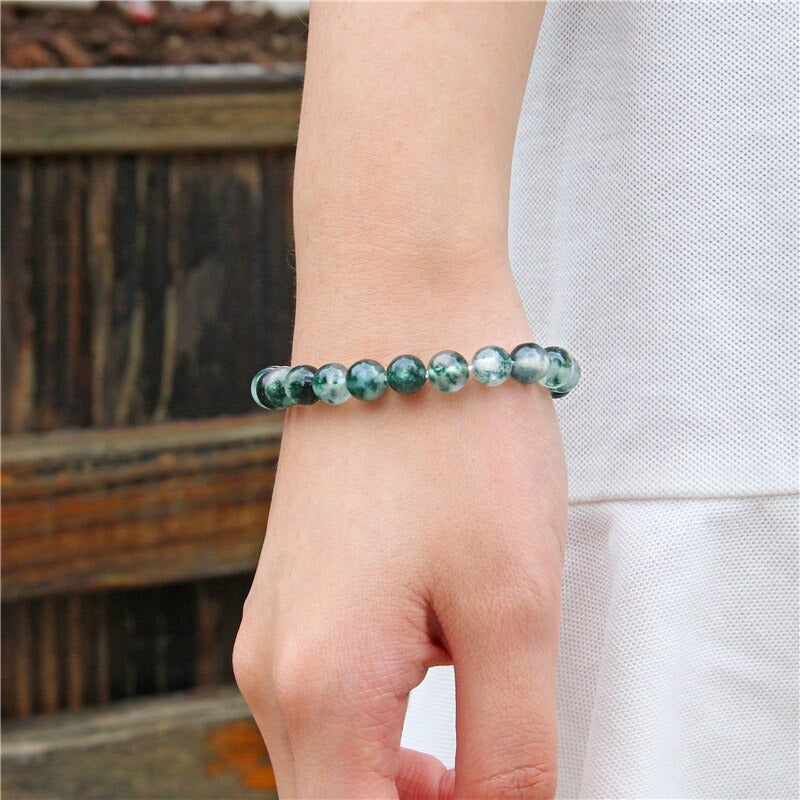 Bracelet Énergétique en Agate Mousse