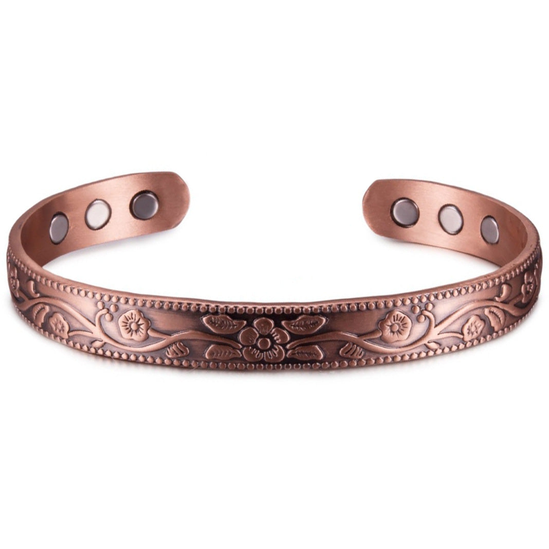 Bracelet magnétique gravé Fleurs