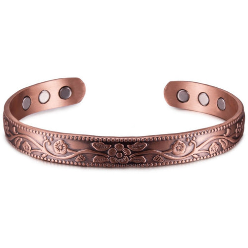 Bracelet magnétique gravé Fleurs