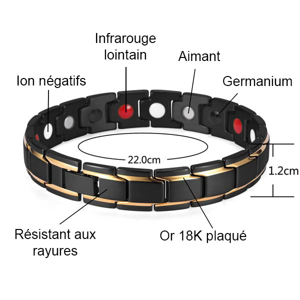 bracelet magnétique homme acier inox