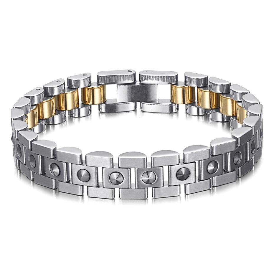 Bracelet aimant magnétique surpuissant pour un soulagement optimal de la douleur. Améliore la circulation sanguine. Fabriqué en acier inoxydable de haute qualité.
