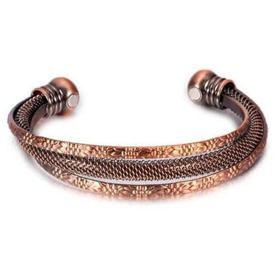 Bracelet magnétique ciselé en cuivre et laiton