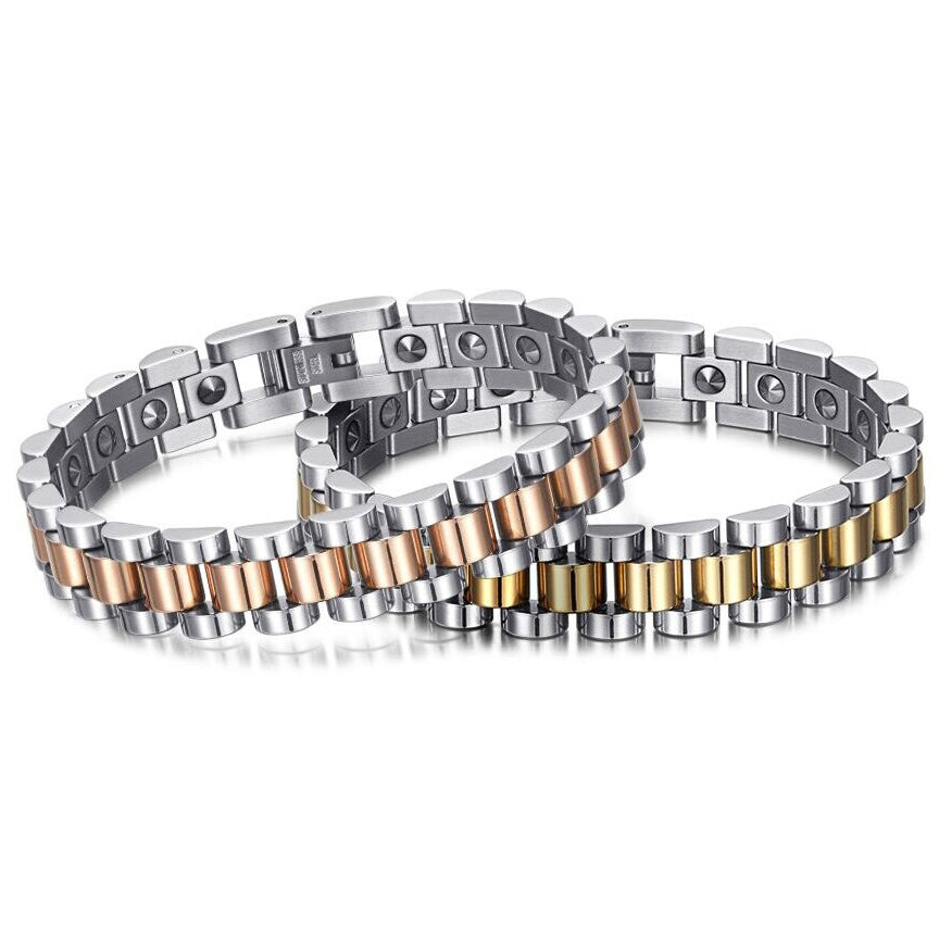Bracelet aimant magnétique surpuissant pour un soulagement optimal de la douleur. Améliore la circulation sanguine. Fabriqué en acier inoxydable de haute qualité.
