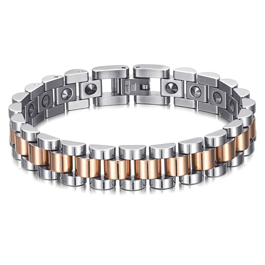 Bracelet aimant magnétique surpuissant pour un soulagement optimal de la douleur. Améliore la circulation sanguine. Fabriqué en acier inoxydable de haute qualité.